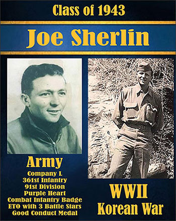 Collage of Joe Sherlin's two military photos; Army and WWII Korean War Collage of Joe Sherlin's two military photos; Army and WWII Korean War