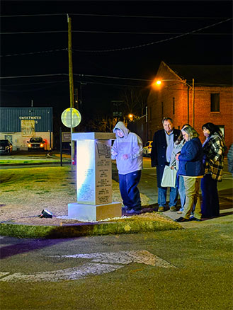Friends visit the monument honoring Sergeant Joey Hunt 